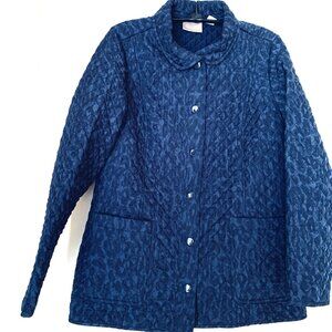 Chico’s Quilted Jacket Women’s 2 Shades of Blue Lightweight Snap Front – Size Sm